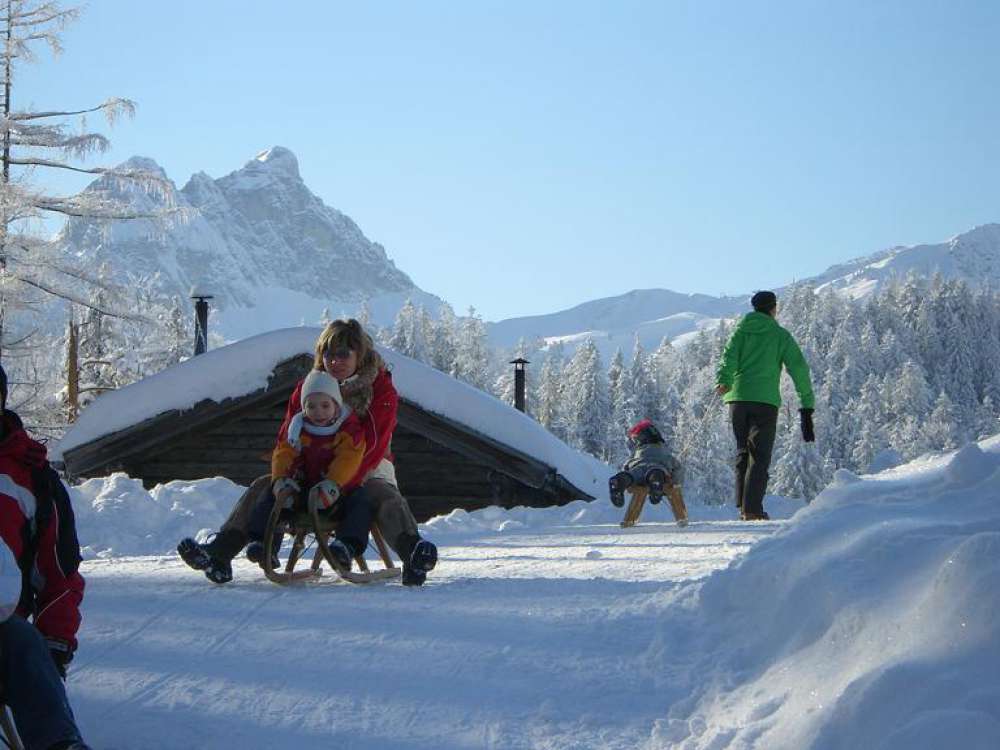 Im Winter ist ein Rodelhang beim Feriendorf und ein Ski-